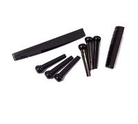 LRXIYODE Black Plastic Acoustic Guitar Nut and Saddle Set Standard Size Guitar Replacement Parts Ultra Thin with Bridge Pins, Lightweight Accessories for Guitarists