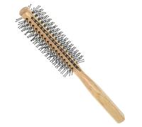 LRXIYODE Blow Drying Comb Small Round Wooden Roller Brush for Curling Hair Comfortable Schima Handle Durable Nylon Bristles for Effortless Styling and Volume Boosting for Women