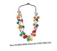 LRXIYODE Bohemian Style Womens Geometry Coconut Shell Necklace Vintage Round Pendant Chunky Boho Jewelry for Party Beach Vacation Daily Wear