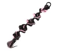 LRXIYODE Braided Ponytail Hair Extension with Elastic Tie Comfortable Secure Natural Bubble Braid for Women Daily Parties Weddings Cosplay Brown Black Pink Highlights