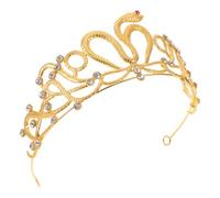 LRXIYODE Bridal Wedding Headpiece Snake Crown Gold Tone and White Rhinestones, Vintage Bridal Tiara Hairband for Bride and, Halloween Costume and Birthday Party Accessories