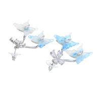 LRXIYODE Butterfly Flower Zircon Earrings for Women, Blue Sparkly Butterfly Studs Jewelry for Weddings Party, Elegant Small Fresh Floral Earrings