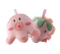 LRXIYODE Cartoon Shower Loofahs 2pcs Bath Balls Set Exfoliating Body Scrubber Sponge Pink Strawberry Octopus Shower Accessories for Women Bath