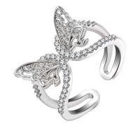 LRXIYODE Chic Butterfly Open Ring for Women Lightweight Alloy Finger Jewelry with Shiny Luster Decorative Fashion Ring for Daily Wear Parties and Work