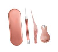 LRXIYODE Children's Nail Clipper Set 3pcs Rose Gold Metal Nail Trimmer and Ear Cleaner Manicure Tools for Boys and Girls Finger and Toe Care