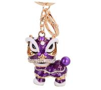 LRXIYODE Chinese Style Lion Shaped Keychain Pendant Alloy Keyring Bag Charm Car Decoration Small Lightweight Purple Accessory Women