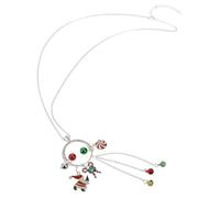 LRXIYODE Christmas Necklace for Women with Santa Hat Pendant, Alloy Xmas Elements Long Pendant Necklace with Bell Charm, Festive Holiday Neck Accessory for Party and Seasonal Wear