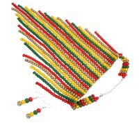 LRXIYODE Chunky Wooden Beaded Necklace Vintage Boho Statement Jewelry for Women Lightweight Handmade Ethnic Style Accessory for Office Casual and Party Outfits