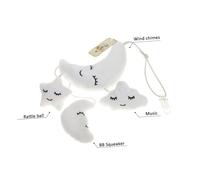 LRXIYODE Cloud and Moon Plush Wind Chime with Music Hanging for Design Soft Sensory Stroller and Crib Hanging for Boys and Interactive Musical Play