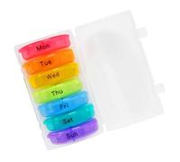 LRXIYODE Compartment Rainbow Weekly Pill Box Portable Medicine Container Plastic Dispenser for Tablets Vitamins Supplements Anti-Fall Organizer