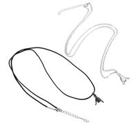 LRXIYODE Couples Matching Necklace Set for Boyfriend and Girlfriend, Matte Black and Matte Silver Hook Pendant Necklaces, Decorative Promise Jewelry for Women and Men