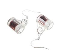 LRXIYODE Creative Beer Mug Earrings for Women Silver Resin Pint Dangle Ear Clips Unique Party Jewelry Girlfriends Daughters Moms Bridesmaids