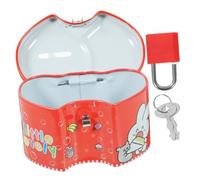 LRXIYODE Creative Double Heart Cartoon Metal Piggy Bank with Lock for Compact Coin Saving Box Fits Standard Money Decorative Childrens Accessory