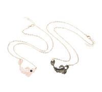 LRXIYODE Creative Tai Chi Koi Fish Matching Necklaces for Couples Alloy Pendant in Black White Stylish Friendship Jewelry Girlfriend Charm for Women