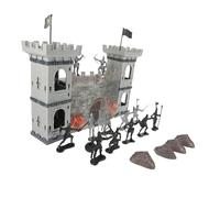 LRXIYODE Creative War Model Set with Grey Soldier Figures and Roman Castle Accessories Non-toxic Lightweight Military for Imaginative Play and Scene Layout