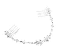LRXIYODE Crystal Flower Hair Comb with Silver Chain Bridal Hair Adornment Insert Headpiece for Bride and Bridesmaids