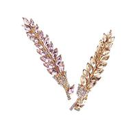 LRXIYODE Crystal Hair Clips 2pcs Spring Bobby Pins for Women Light Gold and Pink Color Minimalist Hair Barrettes for Ladies for Daily and Wedding Use