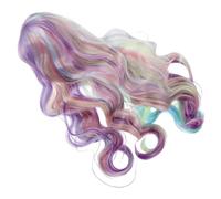 LRXIYODE Curly Rainbow Wig Synthetic Hairpiece for Cosplay Party Halloween Role Play with Realistic Ombre Colors Comfortable Lightweight