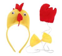 LRXIYODE Cute Chicken Headband Set for Adults and Plush Yellow Rooster Headpiece with Bow Tie Soft Fabric Party Accessory for Thanksgiving Easter and Dress-up Events