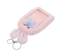 LRXIYODE Cute Korean Style Plush Id Card Holder Keychain with Cartoon Rabbit Design, Lightweight and Portable Photocard Sleeve Case for Student Id and Bank Card Travel and Work