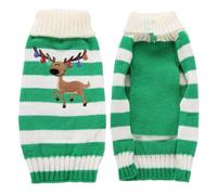 LRXIYODE Dog Sweater and Elk Pattern Green Acrylic Fibers Christmas No Sleeves Keeps Warm Pet Clothing for Christmas Celebration Holly Sweater Party