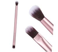 LRXIYODE Double Ended Professional Cosmetic Brush Dark Matted Golden Aluminium Handle Eyebrow and Eyeshadow Makeup Tool for Daily and Salon Use