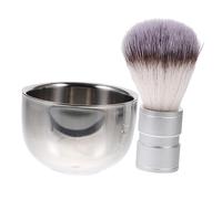 LRXIYODE Double Layer Stainless Steel Shaving Mug with Heat Insulated Nylon Hair Brush Shave Bowl and Dense Bristle Brush for Beard Grooming and Lathering Suitable for Mens Wet Random Color