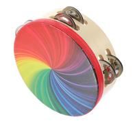 LRXIYODE Double Row Rainbow Tambourine Percussion Handbells Musical Tambourines for Adults Portable Hand Knocking Toy for Wedding Performances and Educational Music Classes