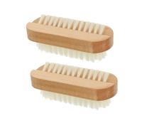 LRXIYODE Double-sided Nail Scrubber Brush 2pcs White Pp Wood Handle Stiff Bristles Fingernail Cleaner for Manicure Pedicure Hand Washing and Gardening Use