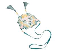 LRXIYODE Dragon Year Embroidered Chinese Crossbody Purse with Lipstick Pouch Polyester Travel Bag for Women Festive Green Hanfu Accessory with Tight Stitching and Spacious Design
