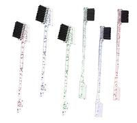 LRXIYODE Dual-head Eyebrow and Hairline Brush Set, 6 Pieces Small Edge Control Brushes Pink, Green, Blue Heads for Precise Hair Edge Styling and Makeup Grooming