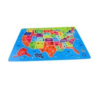LRXIYODE Educational Wooden Usa Map Puzzle with World Geography Interactive Learning for Boys Develops Spatial Awareness and Problem Solving Skills English Text Geography Jigsaw Game for