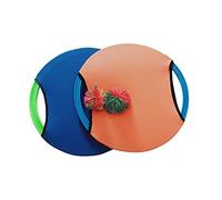 LRXIYODE Elastic Flying Dish Paddle and Ball Set for Adults Toss and Catch Outdoor Trampoline Game Hand Eye Coordination Orange Paddle with One Ball Family Fun Activity Random Color