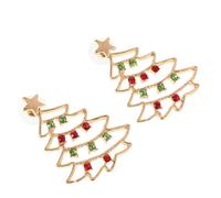 LRXIYODE Elegant Christmas Tree Shape Earrings for Women with Red and Green Rhinestones Festive Studs for Holiday Jewelry to Elevate Seasonal Style and Celebrate Christmas Spirit