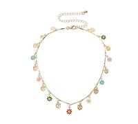 LRXIYODE Elegant Floral Pendant Neck Chain for Women Multi-elements Design Gold Clavicle Necklace for Special Occasions
