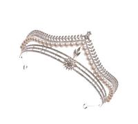 LRXIYODE Elegant Pearl Wedding Crown Hairband for Women Lightweight Rhinestone Headpiece for Brides Prom Stylish Birthday Tiara Hair Decor Comfortable Princess Headwear