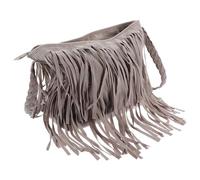 LRXIYODE Elegant Polyester Tassel Shoulder Bag for Women Chic Messenger Handbag with Zipper Closure Spacious Design for Travel Shopping Work and Daily Use Grey Fashion Accessory