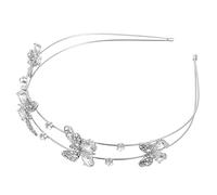 LRXIYODE Elegant Rhinestone Double Band Hair Hoop with Wedding Headpiece for Womens Party and Ceremony Comfortable Ergonomic Fit Silver Tone