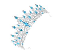 LRXIYODE Elegant Silver and Sky Blue Rhinestone Princess Crown Tiara for Women Wedding Bridal Headpiece with Sparkling Gems Birthday Party Hair Accessory for Special Occasions