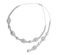 LRXIYODE Elegant Silver Tassel Pendant Necklace for Brides Fashion Crystal Back Chain Jewelry for Women for Weddings Parties Anniversaries and Daily Wear