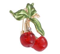 LRXIYODE Enamel Cherry Brooch Pin with Rhinestones Lightweight Alloy Fruit Badge for Shirts and Sweaters Cute Playful Cherry Collar Accessory Secure Fashion Jewelry