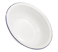 LRXIYODE Enamel Foot Bath Basin 32cm Vintage White Enamelware Blue Rim for Home Foot Soaking and Pedicure Spa Personal Care