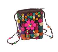LRXIYODE Ethnic Style Crossbody Bag for Women Woven Coconut Shell Beads Handmade Purse Shoulder Bag with Bohemian Chic Design for Daily Use and Travel