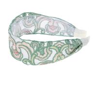 LRXIYODE Floral Embroidery Headband for Women Wide Non-slip Hairband with Elegant Printed Design Soft Sweet Hair Accessories for Washing Face and Daily Wear