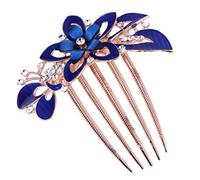 LRXIYODE Flower Bride Hair Comb Delicate Rhinestone Headwear for Weddings Parties and Special Occasions Elegant Dark Blue Hair Accessory for Women