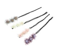 LRXIYODE Flower Hair Bun Maker 4pcs Set for Thin Hair Lazy Curler with Yellow Pink Gray Purple Floral Design Messy Bun Accessories for Women