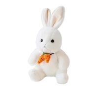 LRXIYODE Fluffy Plush Rabbit Doll with Carrot Design Soft Furry Bunny for Adults Lightweight Stuffed Animal and Decorative Hugging Pillow White