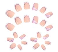 LRXIYODE French Leaf Glitter Press On Nails Set Plastic Fake Nail Tips for Women and Teens Stylish Professional for Easy Application