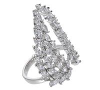 LRXIYODE Full Zircon Wing Ring Open Adjustable Angel Ring for Women Finger Jewelry Fashion Statement
