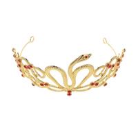 LRXIYODE Gold and Red Rhinestone Snake Crown Headdress Medusa Serpent Headband for Women Lightweight Comfortable Goddess Costume Accessory for Birthday Wedding Cosplay and Party